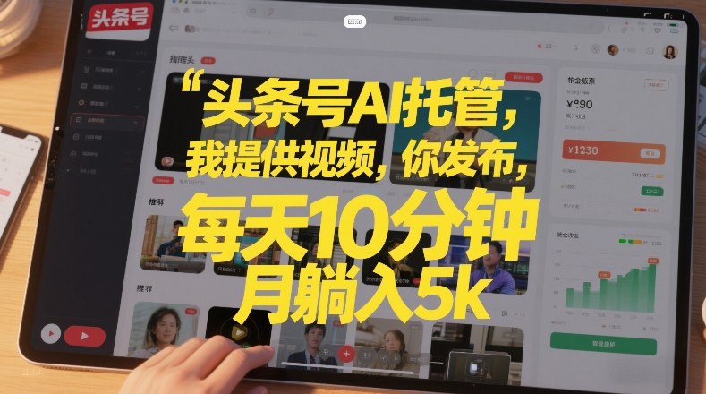 头条号AI托管，我提供视频，你发布，每天10分钟，月躺入5k+【揭秘】-小白网创