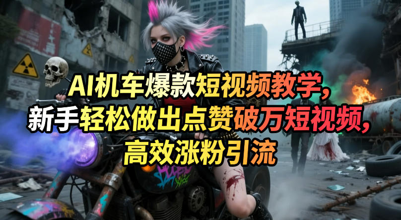 AI机车爆款短视频教学，新手轻松做出点赞破万短视频，高效涨粉引流-小白网创