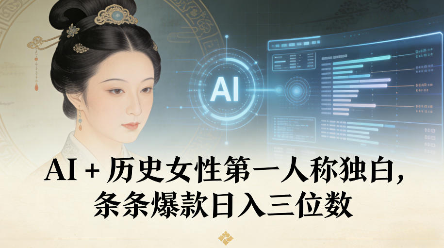 AI+历史女性第一人称独白，条条爆款日入三位数-小白网创
