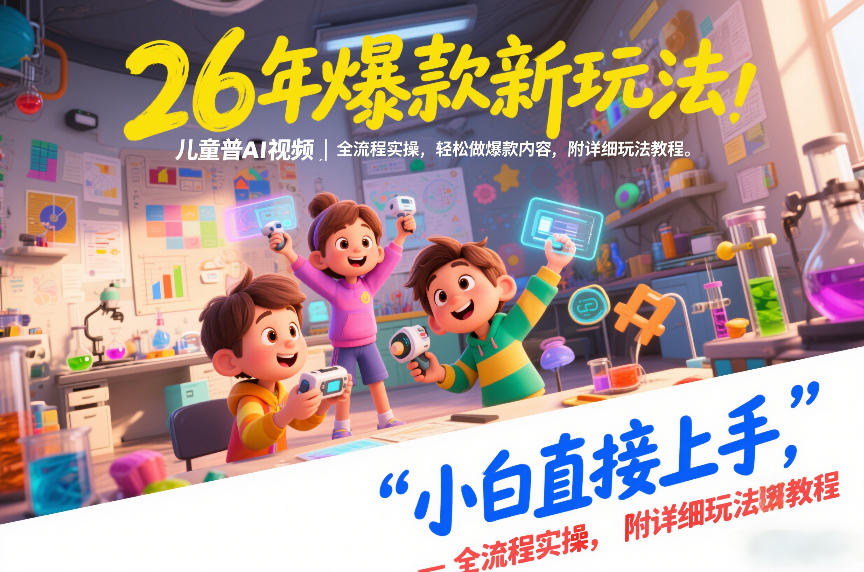 26年爆款新玩法，儿童科普AI视频，全流程实操，轻松做爆款内容，小白直接上手，附详细玩法教程-小白网创