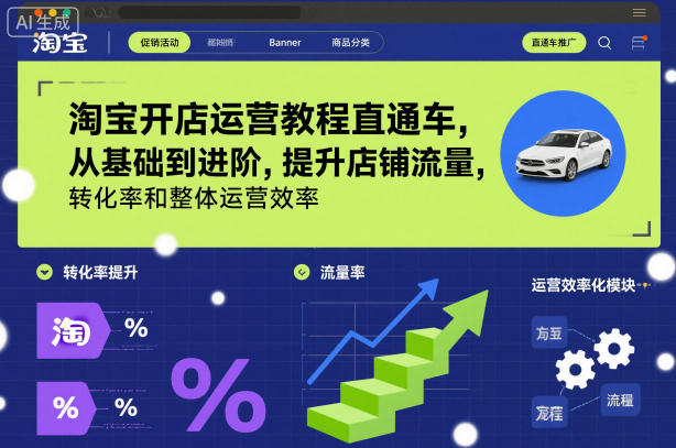 淘宝开店运营教程直通车,从基础到进阶,提升店铺流量,转化率和整体运营效率(更新26年1月)-小白网创