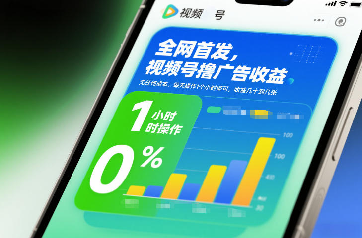 全网首发，视频号撸广告收益，无任何成本，每天操作1个小时即可，收益几十到几张-小白网创