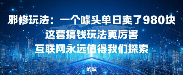 邪修玩法：一个噱头单日卖了980米这套搞钱玩法真厉害互联网永远值得我们探索-小白网创