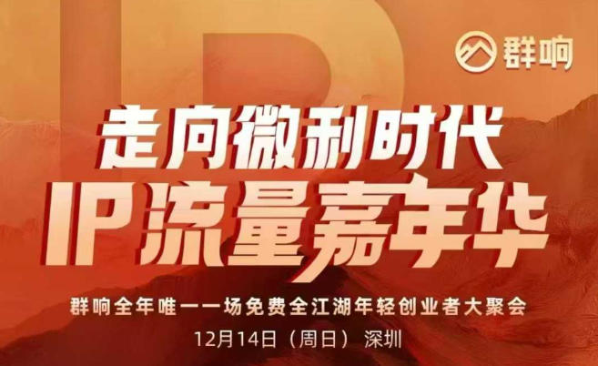 2025ip嘉年华万人12月14深圳线下课，走向微利时代，IP流量嘉年华，实操性极强的商业干货课-小白网创