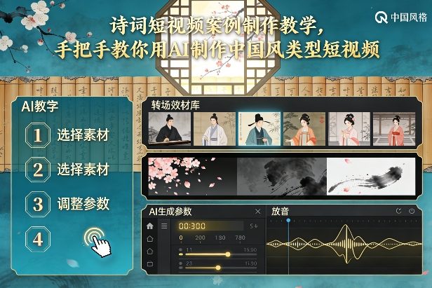古诗词短视频案例制作教学，手把手教你用AI制作中国风类型短视频-小白网创