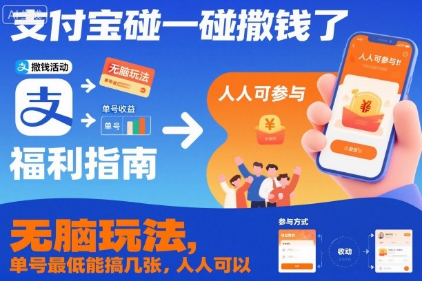 支付宝碰一碰撒钱了,无脑玩法,单号最低能搞几张,人人可以撸【揭秘】-小白网创