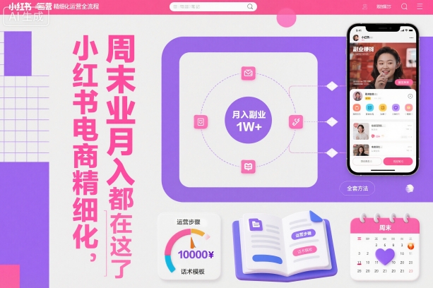 小红书电商精细化运营全流程，周末副业月入1W+，全套方法都在这了-小白网创