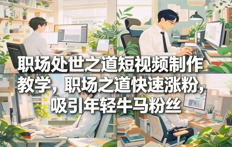 职场处世之道短视频制作教学,职场之道快速涨粉,吸引年轻牛马粉丝-小白网创