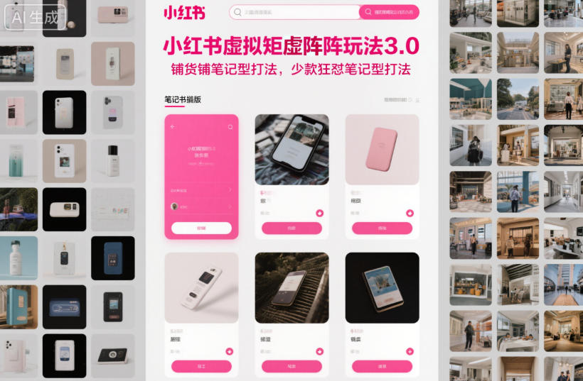 小红书虚拟矩阵玩法3.0，铺货铺笔记型打法，少款狂怼笔记型打法-小白网创