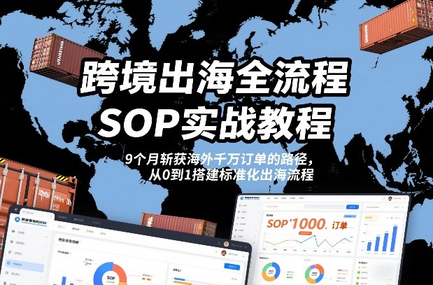 跨境出海全流程全盘托出SOP实战教程，9个月斩获海外千万订单的路径，从0到1搭建标准化出海流程-小白网创