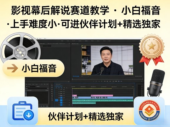 某大佬的影视幕后解说赛道教学，小白福音，上手难度小，可进伙伴计划+精选独家-小白网创
