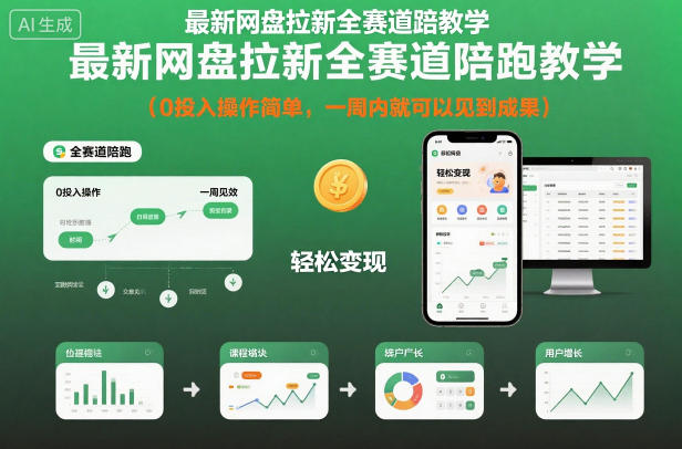 最新网盘拉新全赛道陪跑教学,0投入操作简单,一周内就可以见到成果-小白网创
