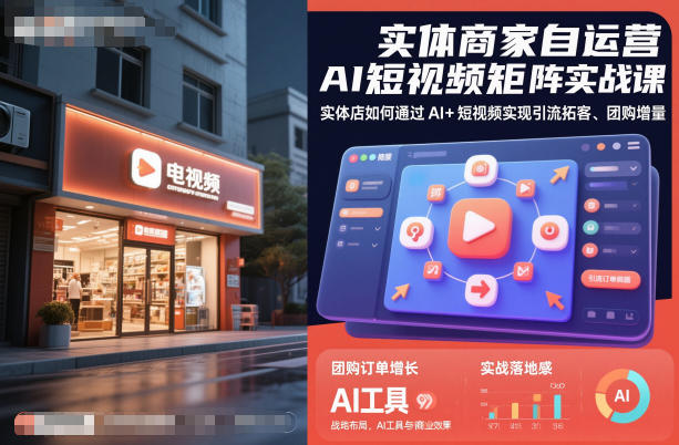 实体商家自运营AI短视频矩阵实战课，实体店如何通过AI+短视频实现引流拓客、团购增量-小白网创