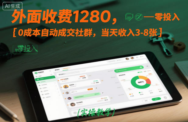 外面收费1280，0成本自动成交社群，当天收入3-8张【实操教学】-小白网创