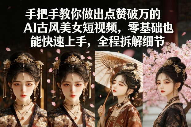 手把手教你做出点赞破万的AI古风美女短视频，零基础也能快速上手，全程拆解细节-小白网创