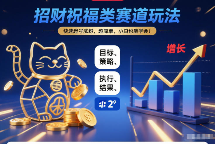 招财祝福类赛道玩法，快速起号涨粉，超简单，小白也能学会！-小白网创