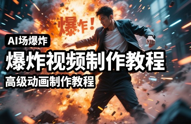 AI场景爆炸视频制作教程，利用人物实拍视频制作出高级的动画特效-小白网创