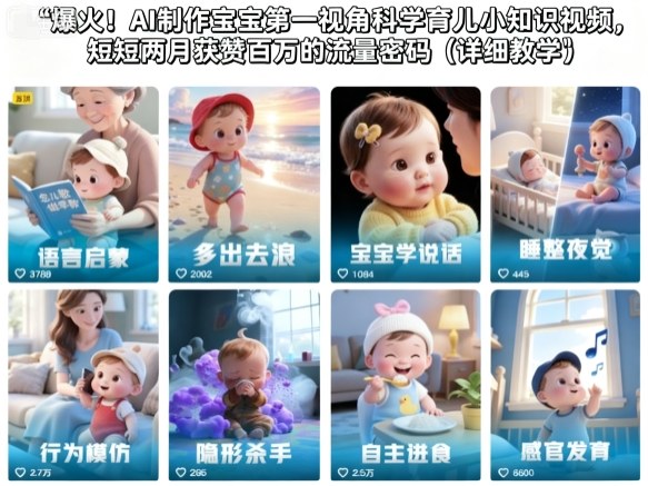 爆火！AI制作宝宝第一视角科学育儿小知识视频，短短两月获赞百万的流量密码（详细教学）-小白网创
